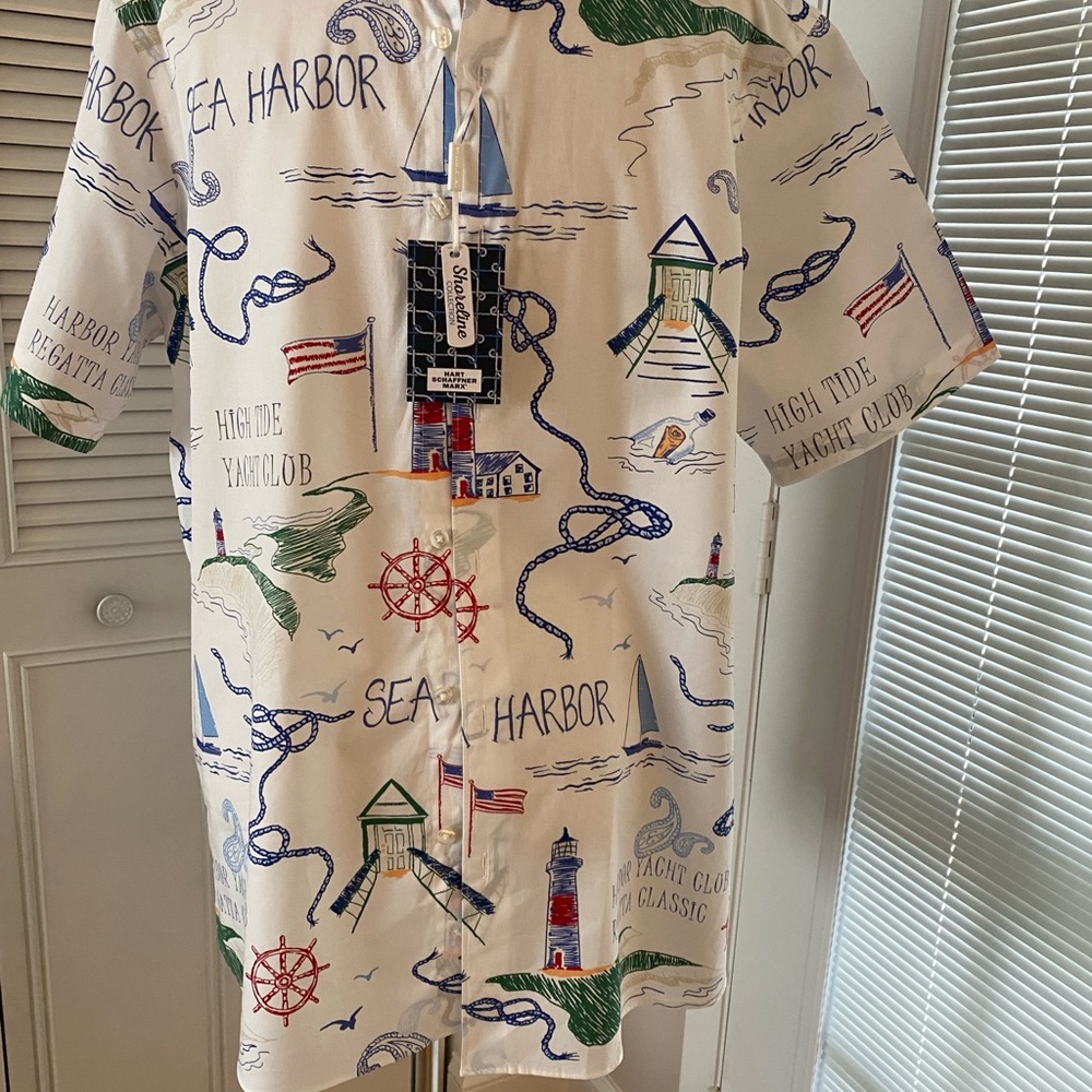Hart Schaffner Marx Sea Harbor Print Men's Shirt